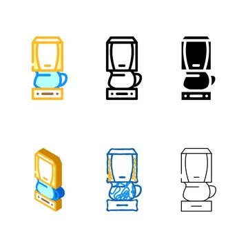 Drip filtration electric coffee machine edition device color icon vector Stock Illustration