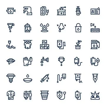 Drip including 36 High Resolution Bold Line Vector Illustrations Illustrazione stock