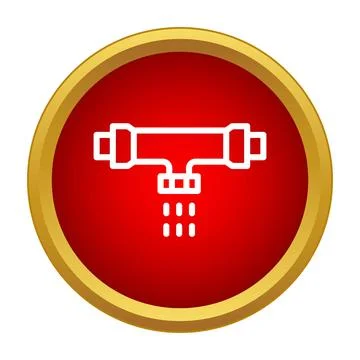 Drip irrigation pipe system icon in red circle イラスト素材
