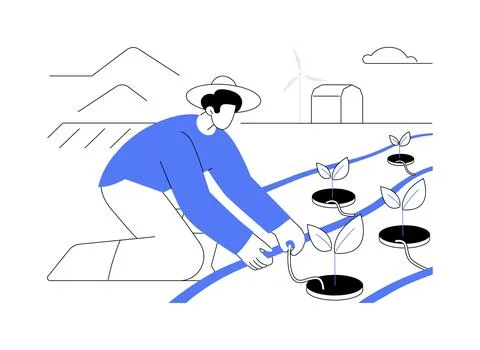 Drip irrigation system abstract concept vector illustration. Stock Illustration