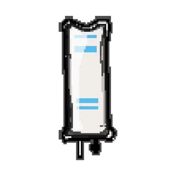 Drip iv fluid bag pixel art vector illustration Illustrazione stock