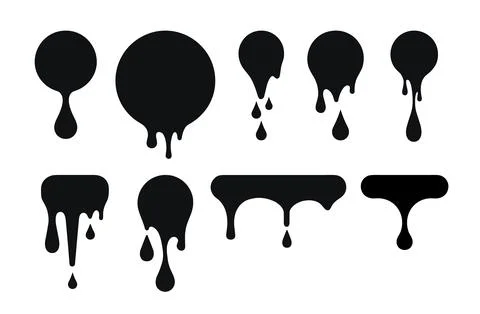 Drip paint circle melt chocolate. Splash vector drop sauce ink liquid round blob Stock Illustration