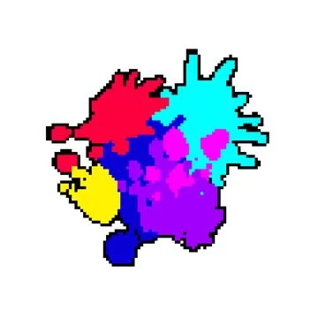 Drip paint splatters pixel art vector illustration Stock Illustration