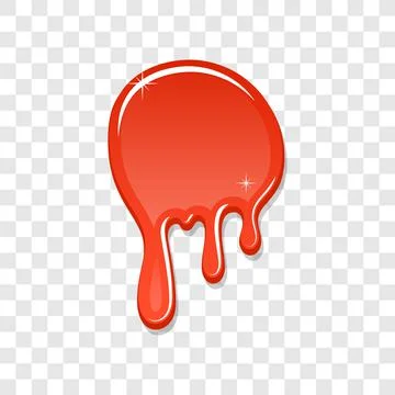 Drip paint spot 3D isolated white transparent background. Orange ink splash Stock Illustration