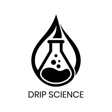Drip Science Logo Design with Laboratory Flask and Water Drop Stock Illustration