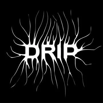 Drip- slogan tee print design with distorted typography and a modern gothic Illustrazione stock
