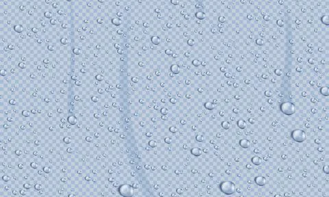Drip water. Rain drops. Cool window. Fresh fall splash. Aqua dew and condensate Stock Illustration