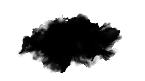 Dripping black spot on white background Stock Footage 73360866