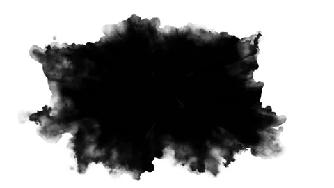 Dripping black spot on white background Stock Footage 95325935