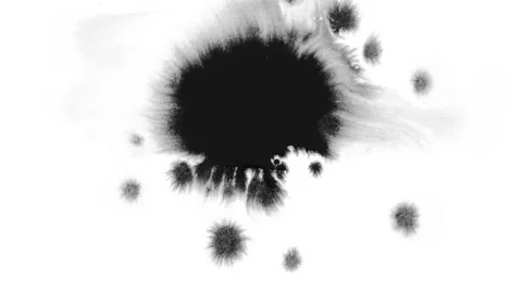 Dripping black spot on white background Stock Footage 125081047