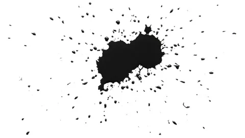Dripping black spot on white background Stock Footage 125081094