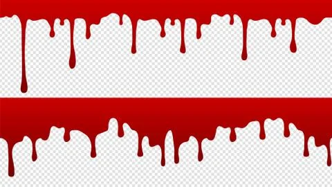 Dripping blood pattern. Isolated flowing red paint with drops borders. Medicine Stock Illustration
