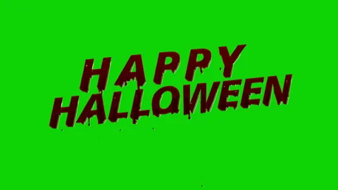 Dripping blood text animation for Happy Halloween on green screen background Stock Footage 345662289