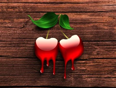 Dripping cherry Stock Illustration