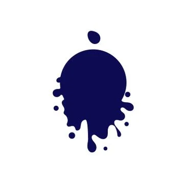 Dripping circle dark blue icon. Liquid paint flows. Melted logo. Current pain Stock Illustration