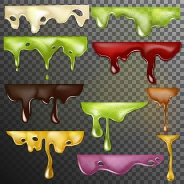 Dripping drops vector dripped liquid and dropping splash illustration set of Stock Illustration
