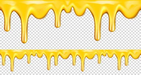 Dripping honey seamless repeatable border transparent background Stock Illustration