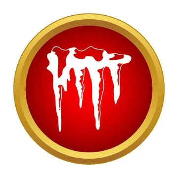 Dripping ice icicles on red circular button Illustration