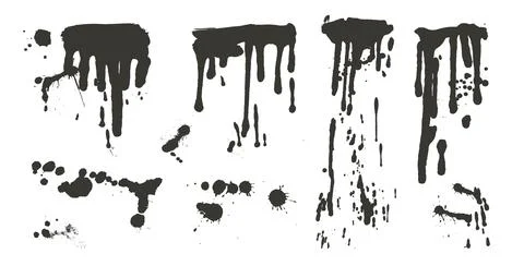 Dripping ink textured liquid. Vector spray splashes and splatter. Grunge Illustrazione stock