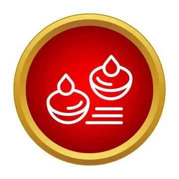 Dripping liquid icon on golden red button Stock Illustration