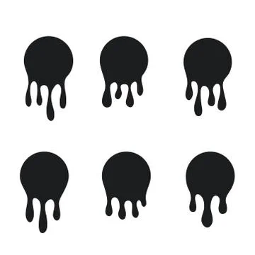 Dripping oil blob. Drip drop paint or sauce stain drips. Black drippings sauc Stock Illustration