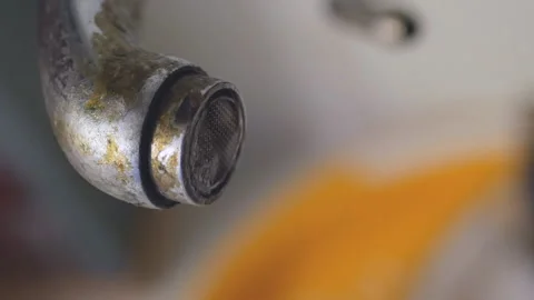 Dripping old, rusty kitchen faucet. water dripping from a tap close up. Lack of Stock Footage 200982446