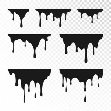 Dripping Paint Set. Liquid Drips. Black ink runs. Vector illustration isolate Stock Illustration