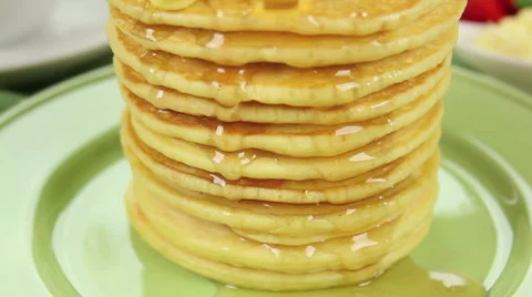 Dripping Pancake Stack Stock Footage 1045080