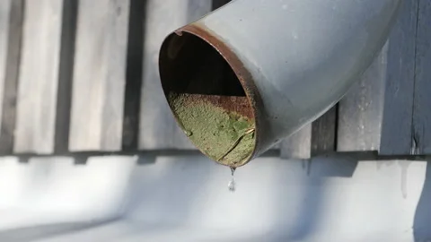 Dripping Pipe - Old Rusty Drainpipe 4k Closeup - Stormwater Management Stock Footage 161979305