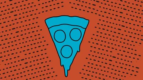 Dripping Pizza Slice Background Stock Illustration