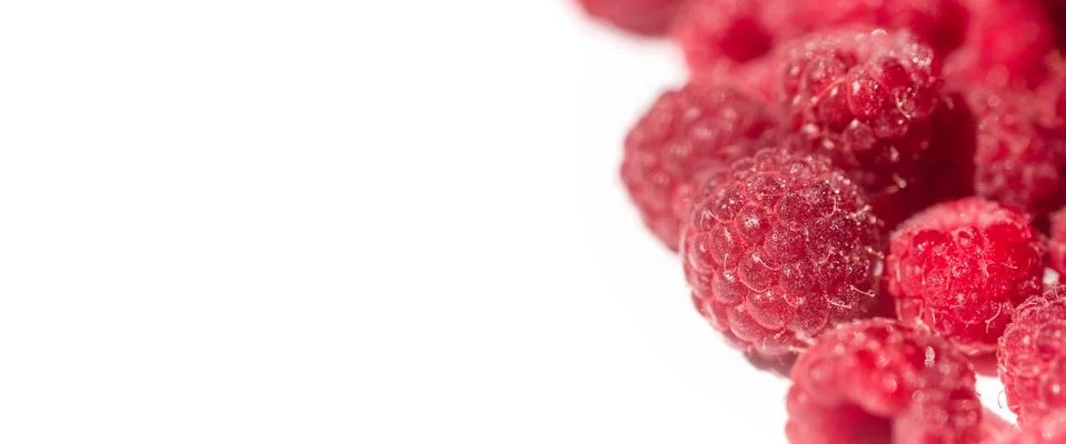 Dripping raspberry on white background. Foto stock
