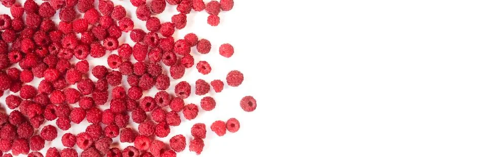 Dripping raspberry on white background. Stock Photos