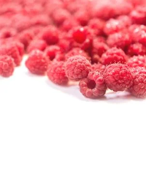 Dripping raspberry on white background. Foto stock