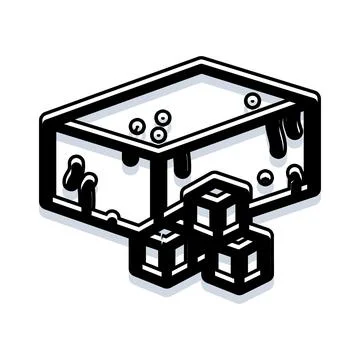 Dripping rectangular shape with small melting cubes 스톡 일러스트