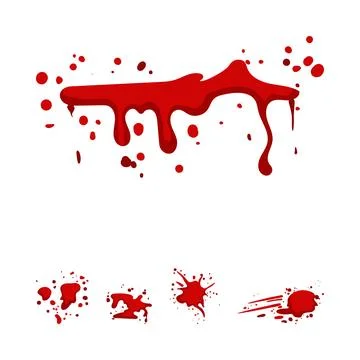 Dripping red liquid splatter shapes concept Stock Illustration