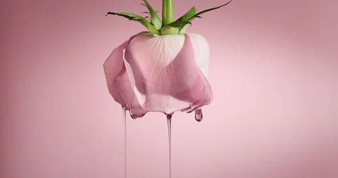 Dripping of rose oil Stock Footage 174082933