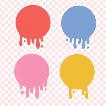 Dripping round paint set. Current liquid collection. Melting Paint flows. Melted Stock Illustration