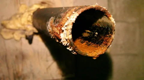 DRIPPING RUSTY PIPE IN UNDERWORLD Stock Footage 48001260