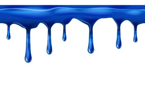 Dripping seamless blue, dripps, liquid drop and splash, isolated on white Stock Illustration