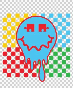 Dripping Shape Over Checkered Square Pattern droplets Stock Illustration