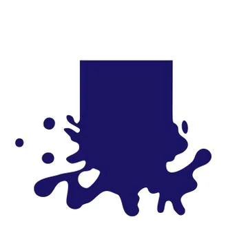 Dripping square dark blue icon. Liquid paint flows. Melted logo. Stock Illustration