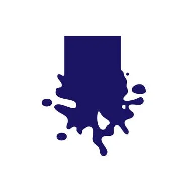 Dripping square dark blue icon. Liquid paint flows. Melted logo. Current pain Stock Illustration