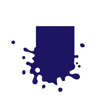 Dripping square dark blue icon. Liquid paint flows. Melted logo. Current pain Stock Illustration