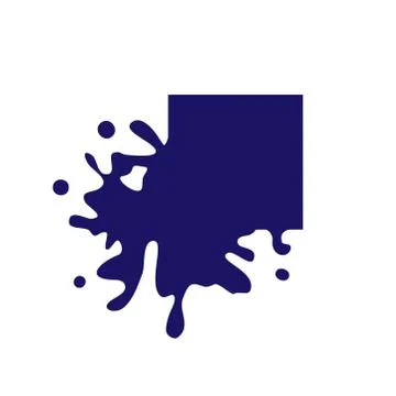 Dripping square dark blue icon. Liquid paint flows. Melted logo. Stock Illustration
