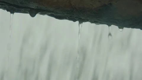 Dripping Stone Lintel in Heavy Rain. Stock Footage 307581574