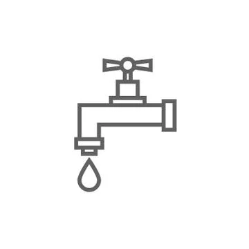 Dripping tap with drop line icon Stock Illustration
