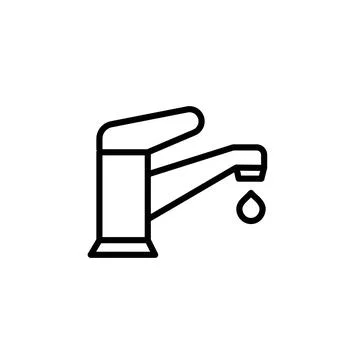 Dripping tap with drop linear vector. Water drop line icon. Stock Illustration