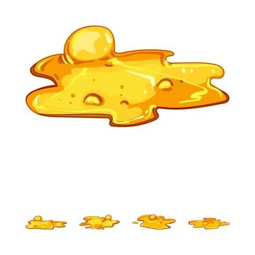 Dripping yellow liquid splash and little puddles Stock Illustration