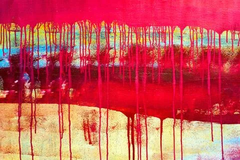 Drips of red paint on canvas background Stock Illustration