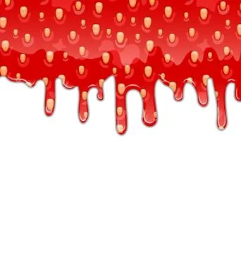 Drips of Strawberry Jam on White Background Stock Illustration
